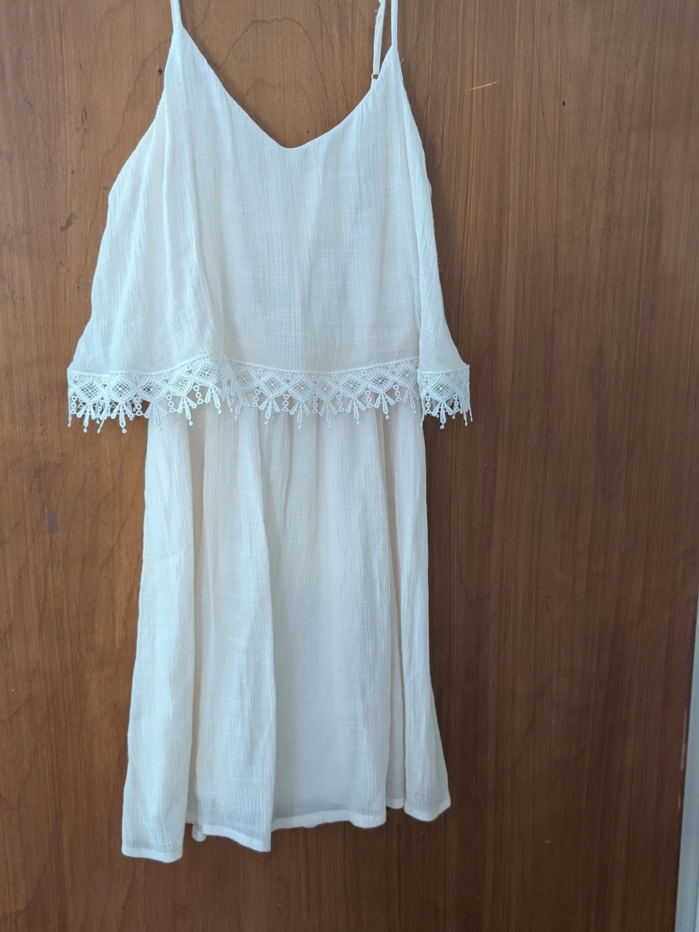 Trixxi Ivory Mini Dress with Crochet Hem
